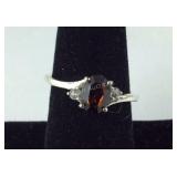 Size 9 Sterling smoked topaz and white Swarovski