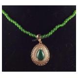 Green aventurine pendant with 20in green