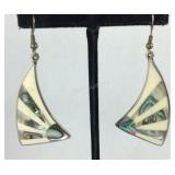 Abalone shell earrings marked  Mexico