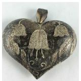 Sterling silver puffy heart pendant 12grams
