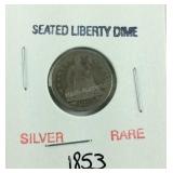 1853 seated liberty Dime