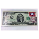 1976 $2 note with cancellation stamp