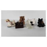 Six Scottish Terrier statues and note holder,