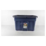 Rubbermaid 25 gallon tote with damaged lid,