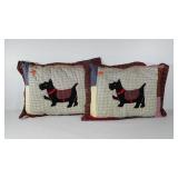 Two pillows with Scottish terrier themed plaid