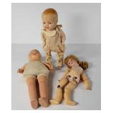 Early doll group, composition,  jointed and Gold