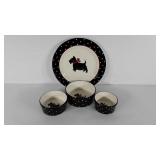 Scottish Terrier themed 13" platter and three
