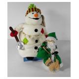 Fabric holiday decor, singing Snowman and Santa