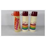 Three large thermoses, includes Dunkin donuts and