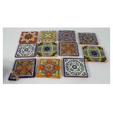 Eleven ceramic art tiles, one needs repaired, 4x4