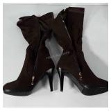 Midnight velvet knee high boots, size 8.5M, with