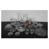 Clear glass and crystal group, platter, relish