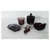 Amethyst Glassware, includes covered candy dish,