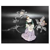 Home decor, includes two glass art flowers and