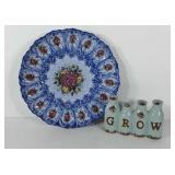 Pottery, handpainted Portuguese decor egg plate