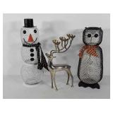 Christmas decor, metal reindeer candle holder,