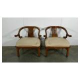 Pair of arm chairs, brass accents, cushion