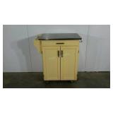 Stainless steel topped wheeled kitchen cart, 32 x