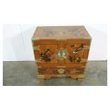 Asian inspired painted cabinet, 22 x 14 x 23