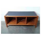 Wooden bench with storage and chalkboard painted