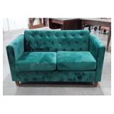 Loveseat, Forest Green Soft Upholstery, Button