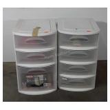 Two Sterilite organizers full of toys and art