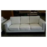 White leather-look sofa, 86" wide, seller code