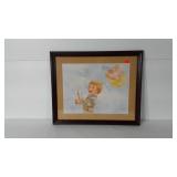 Boy with balloons print, signed, framed and