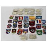Patches and pins, includes Lodon, England,