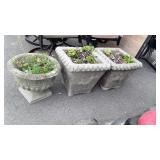 3 Nice Concrete Flower Planters, 2 are a match