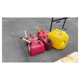 5 Various Gasoline Cans, 2 plastic 2 metal, one