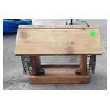Wood Bird Feeder with attached suit cake holders