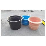 3 big poly Containers, one planter 2 Tubs