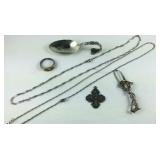 Sterling silver items, 30.87 grams, spoon, ring