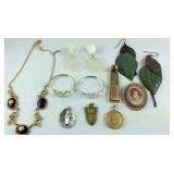 Costume jewelry, necklace, earrings, pendants,