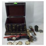 Asian style jewelry box with watches and watch