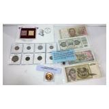Foreign coins, foreign paper money, commemorative