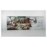 Two western paintings on canvas, "The Hold Up"