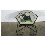 Scottish Terrier wrought iron table, 19" tall,