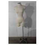 Dress form on stand with wheels, 61"