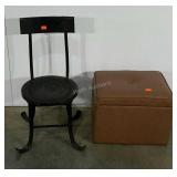 Low metal chair, 14" to seat,  and storage