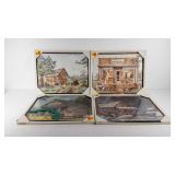 Four Advertising Coca-Cola framed pictures, each