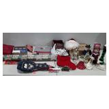 Christmas decor, ceramic figures, gift wrap,