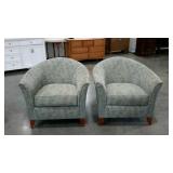 Two upholstered arm chairs, seller code TO, need