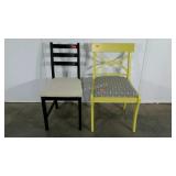 Two chairs, one has veneer damage as shown