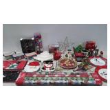 Christmas holiday decor, wrapping paper, teapot,