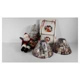 Christmas holiday decor, two cloth lamp shades,