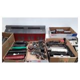 Trains, track, cars, transformers, parts, houses,