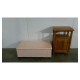 Stand and painted chest, stand measures 18 x 13 x