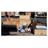 Skid lot of stuffed animals, mailbox, books, VHS